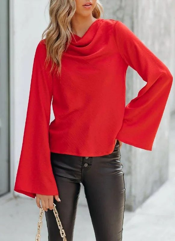 Cowl Neck Blouse In Red