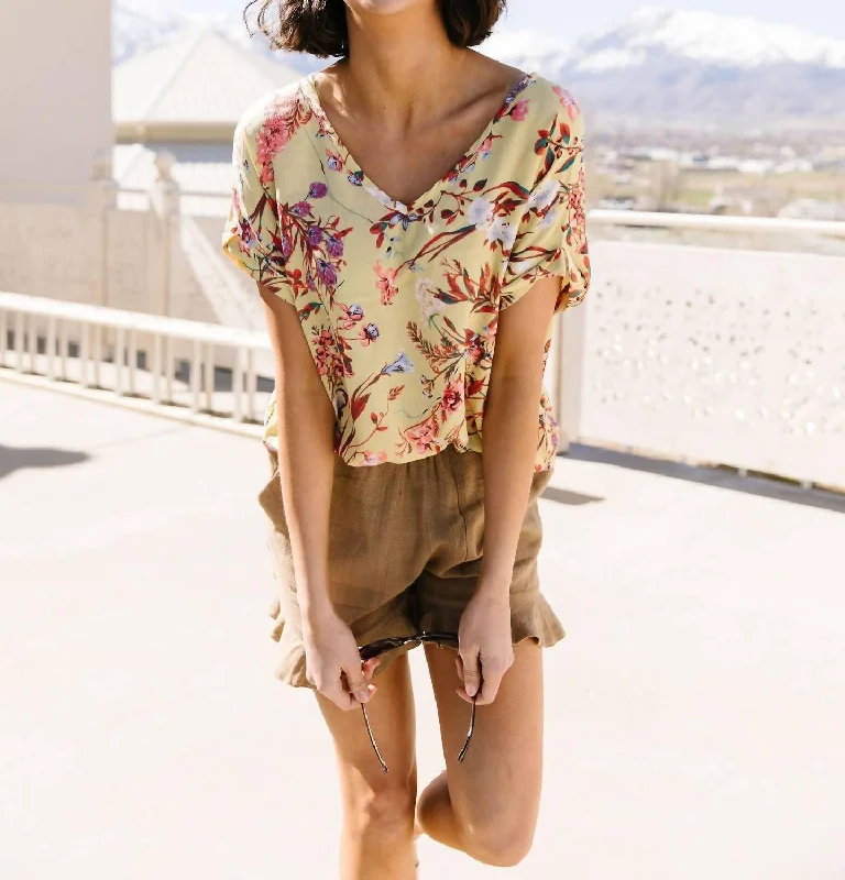 Floral Fantasy Blouse In Mellow Yellow