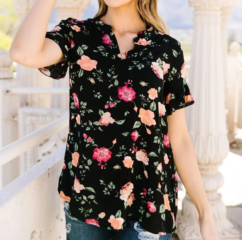 Nighttime Blooms Blouse In Black