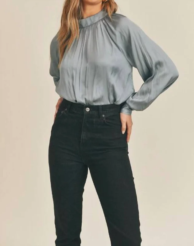 Satin Blouse In Sea Foam