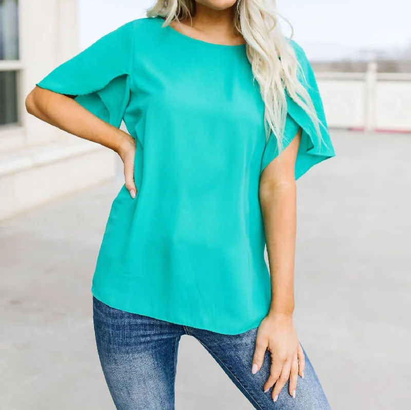 Tulip Sleeve Blouse In Kelly Green