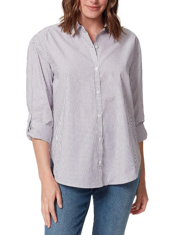 Womens Collar Striped Blouse