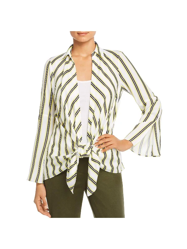 Womens Striped Tie Front Blouse