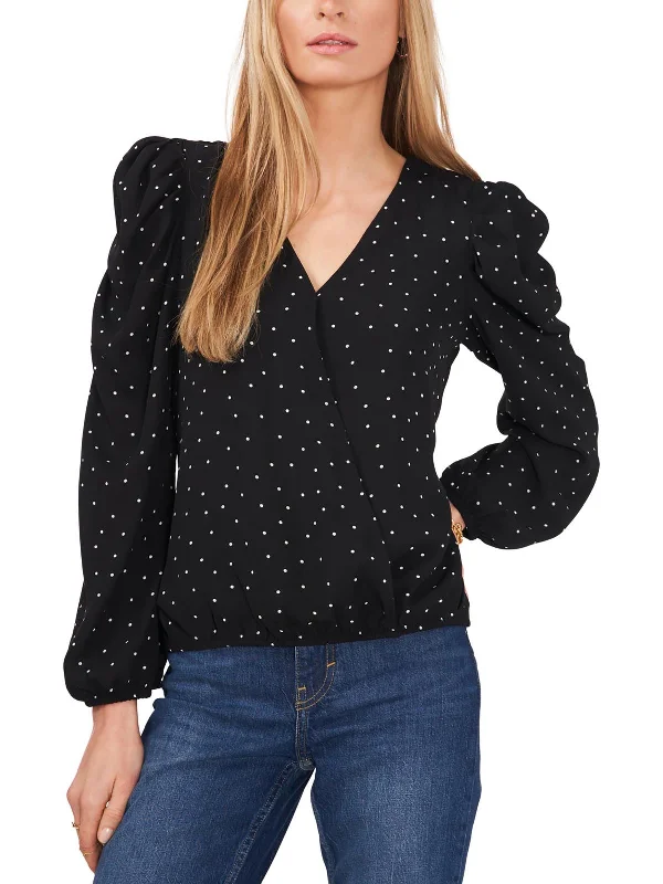 Womens Surplce Puff Sleeves Blouse