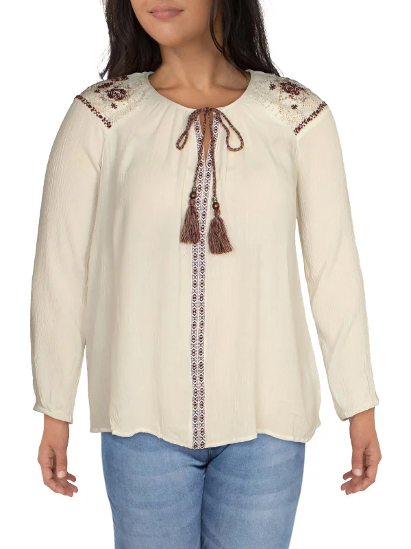 Womens Tassels Lace Blouse