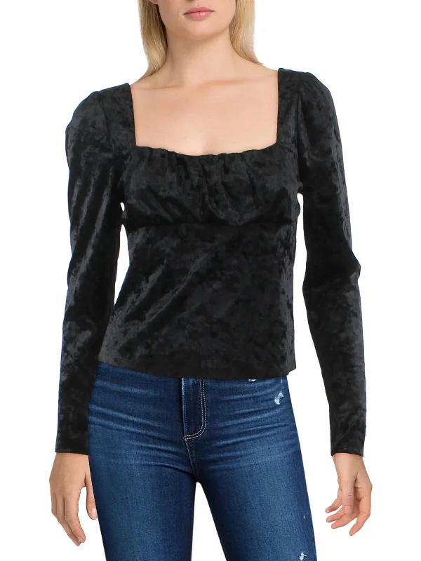 Womens Velvet Square Neck Blouse