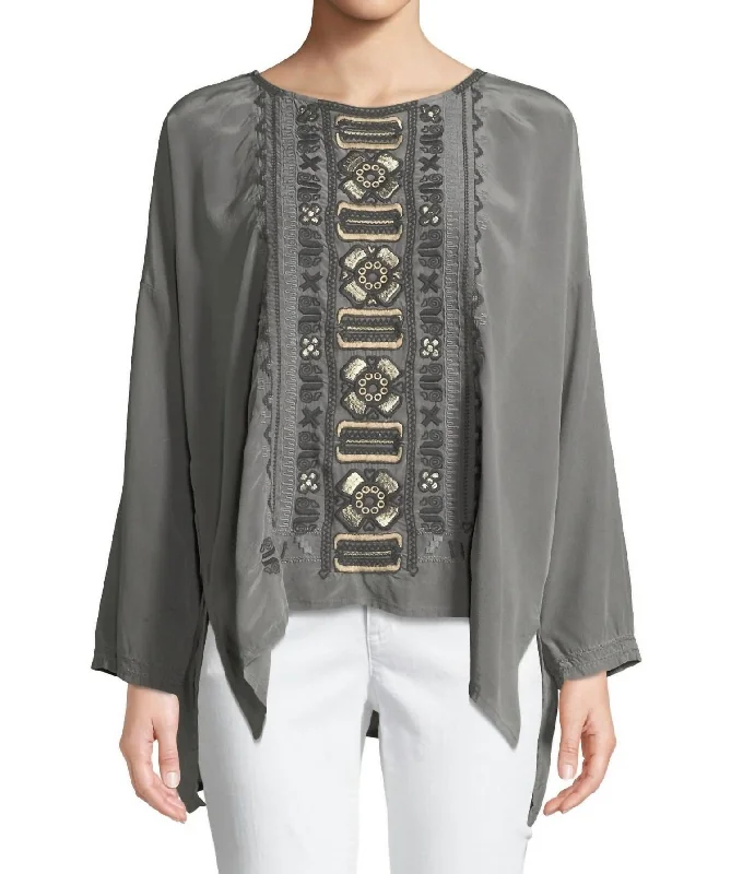 Alka Silk Blouse In Dark Grey