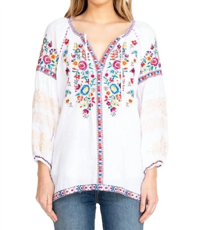 Allegra Peasant Blouse In White