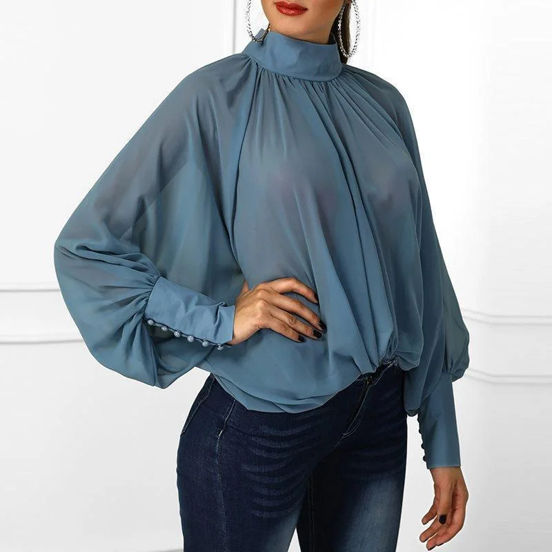 Women Chiffon Blouse, Batwing Sleeves