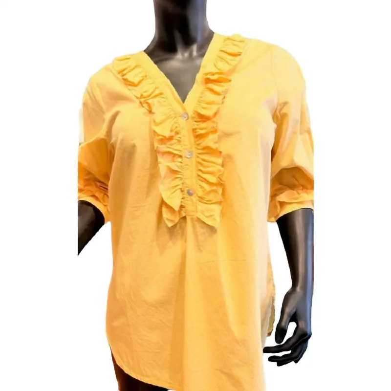 Cotton Ruffle Blouse In Mellow