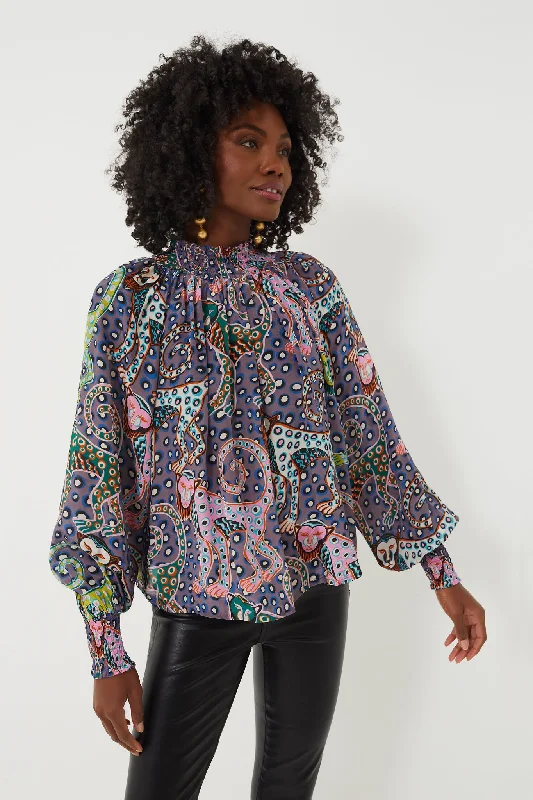 Purple Capuchin High Neck Blouse