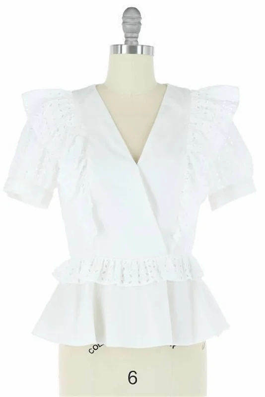 Women's Overlapped Frill Blouse In White