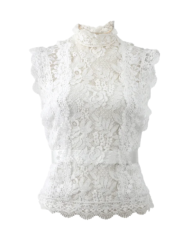 High Neckline Lace Blouse