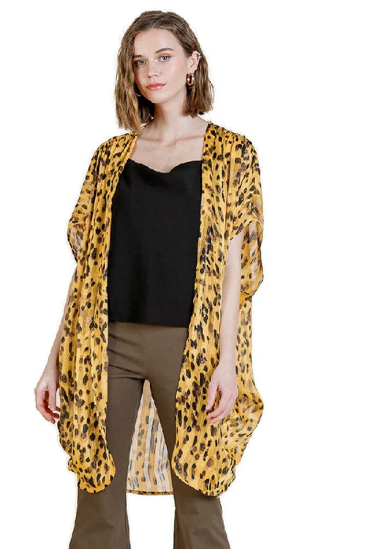 Animal Print Cocoon Kimono, Honey Mix