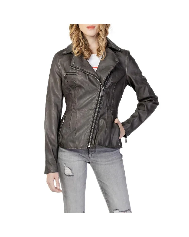 Guess  Asymmetrical Moto Jacket for Women Gray Size XL