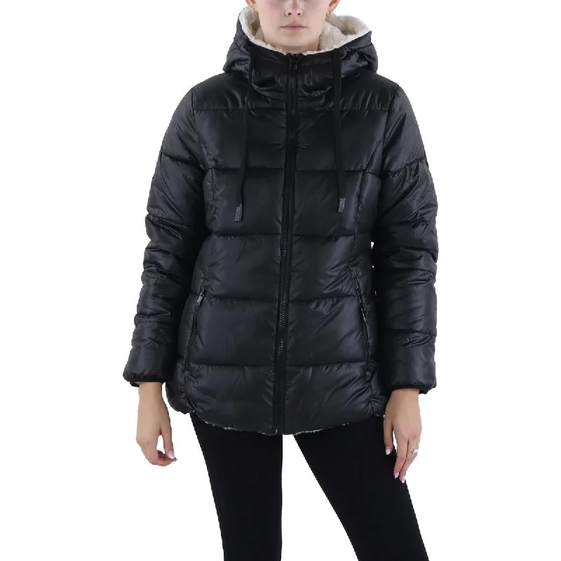 Womens Faux Fur Cold Weather Puffer Jacket