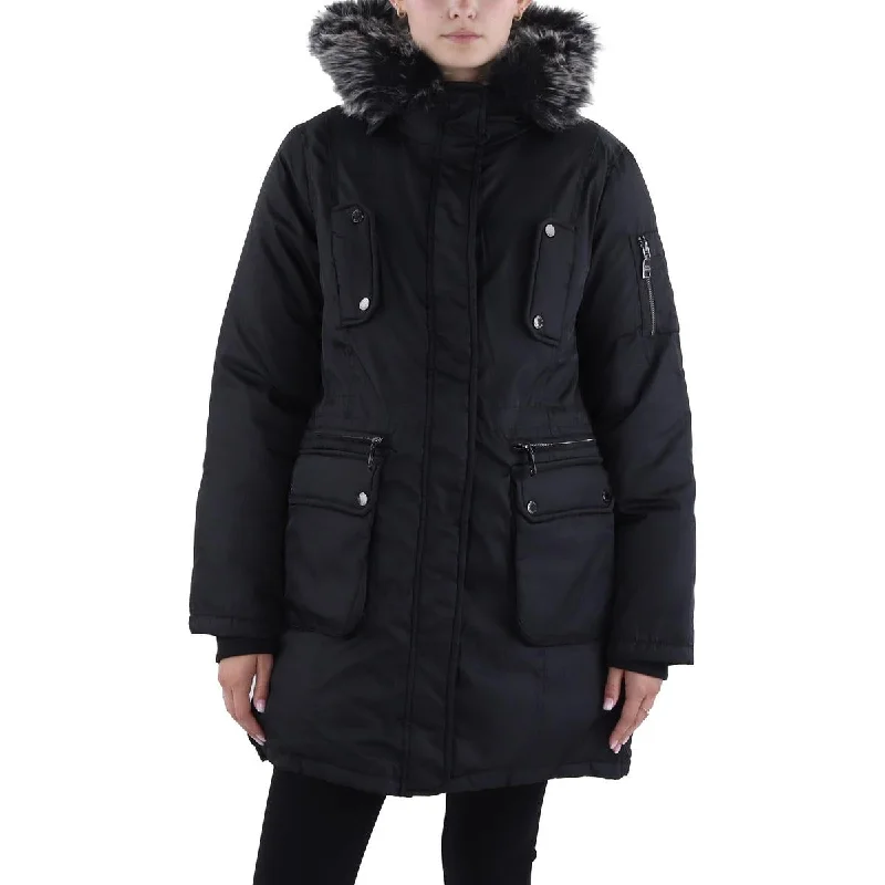 Womens Faux Fur Trim Cold Weather Anorak Jacket