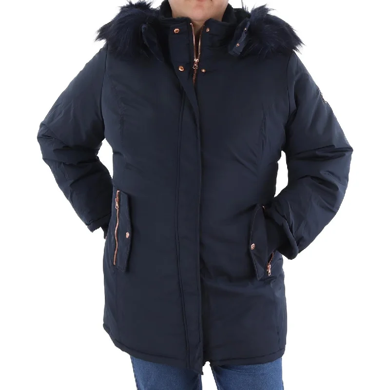 Womens Faux Fur Trim Cold Weather Anorak Jacket