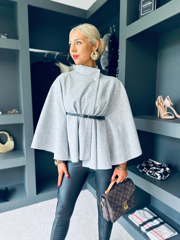 Celine Belted Cape Grey