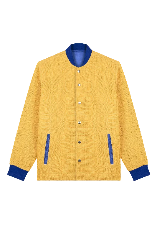 The Burna VII yellow + royal blue bomber jacket