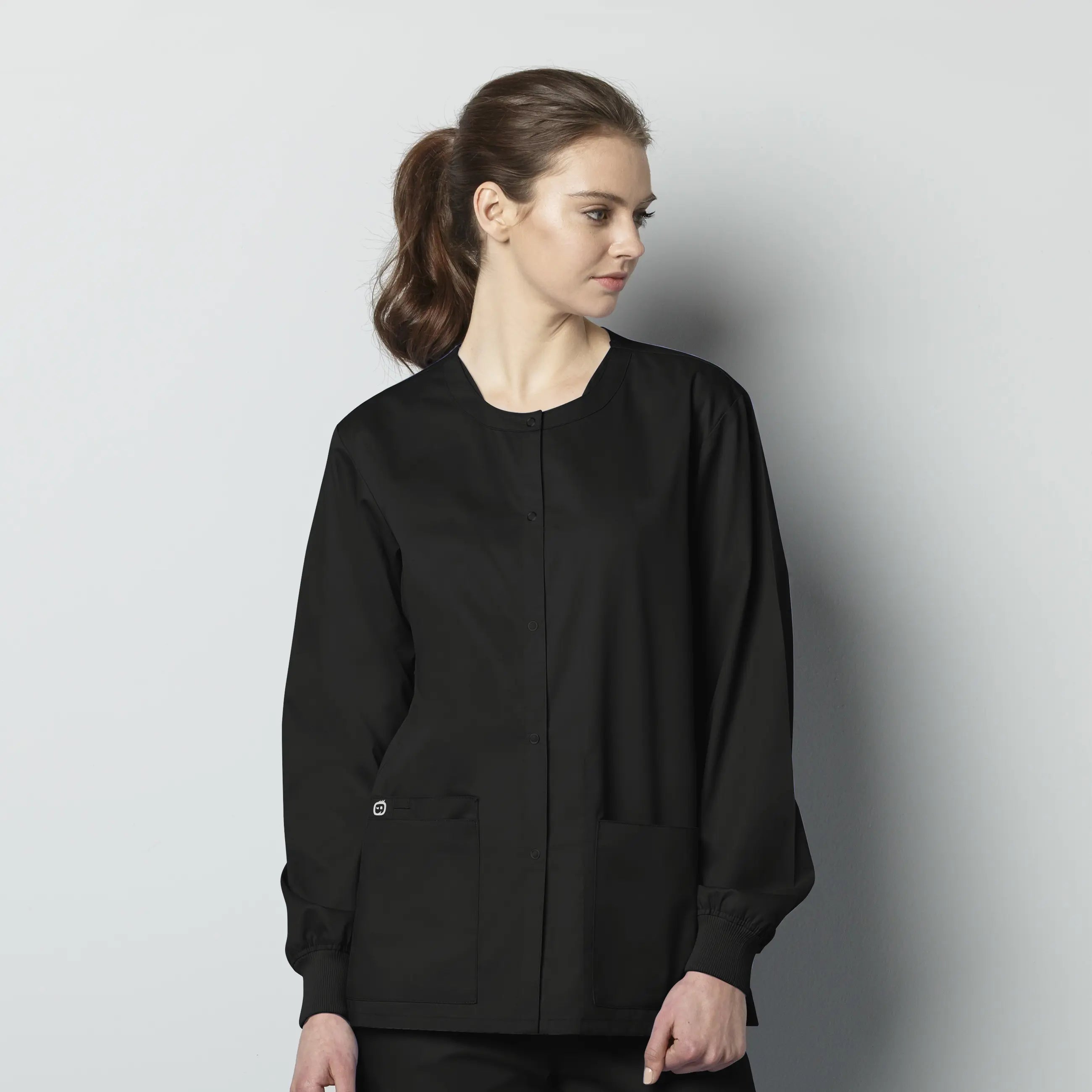 Wink Unisex Snap Front Jacket - Black