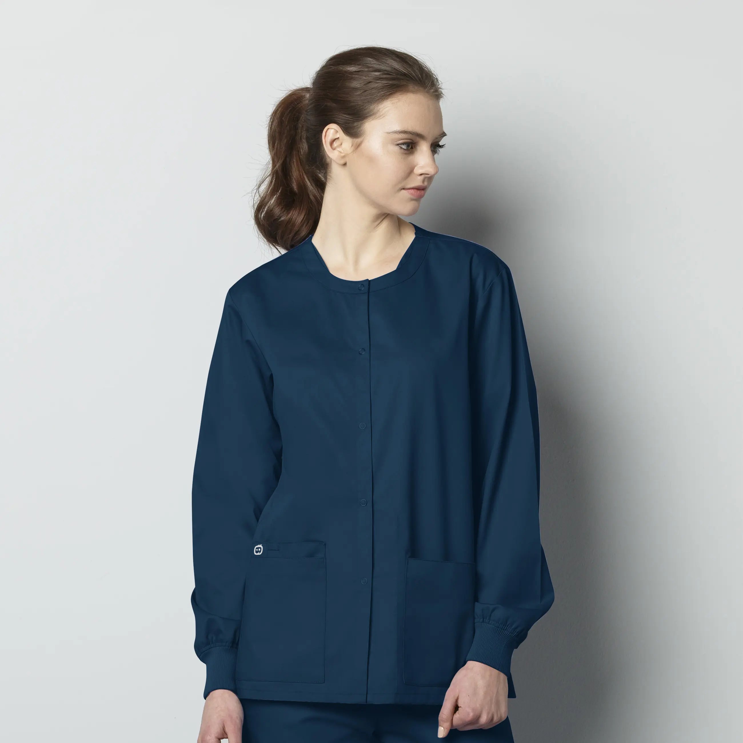 Wink Unisex Snap Front Jacket - Caribbean Blue