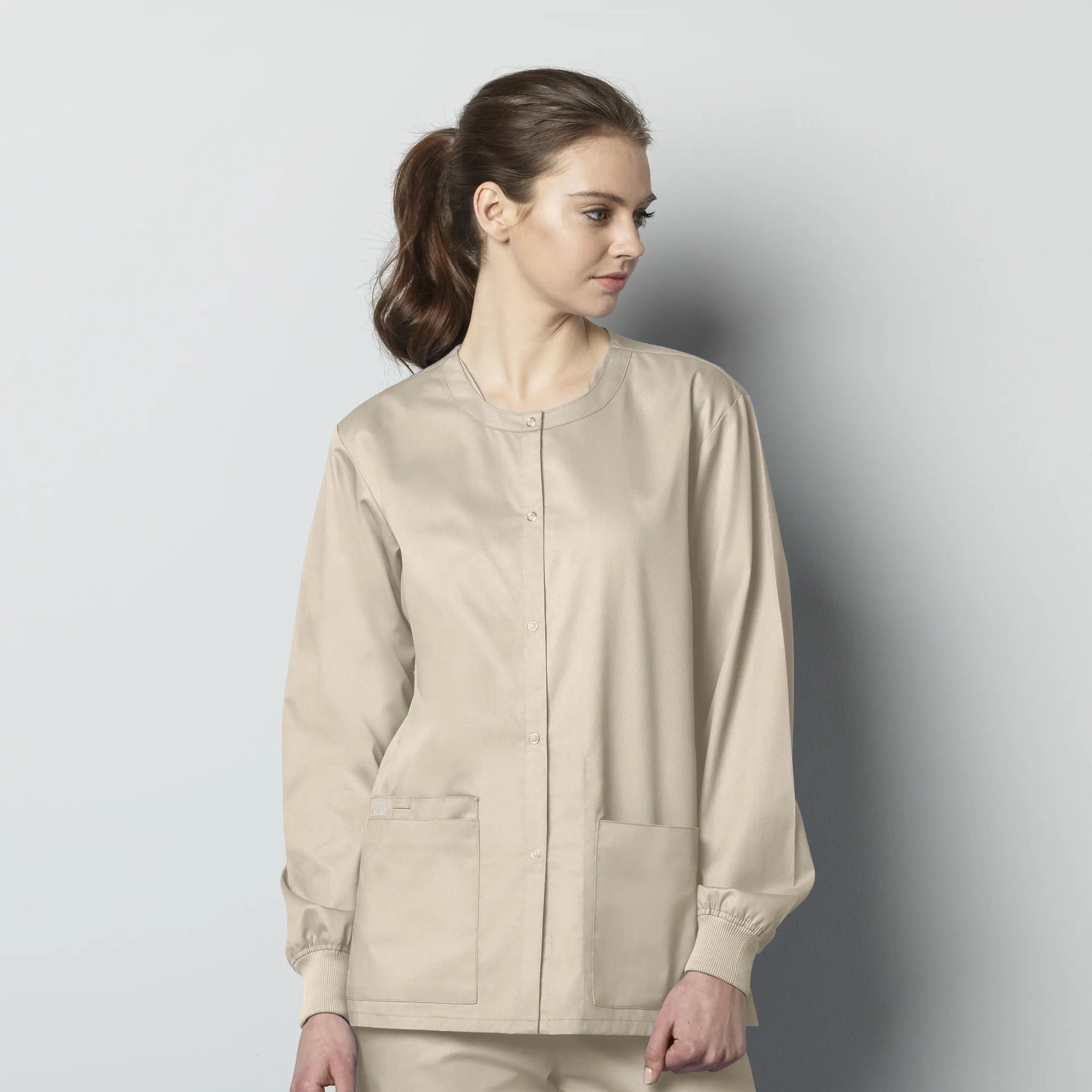 Wink Unisex Snap Front Jacket - Khaki