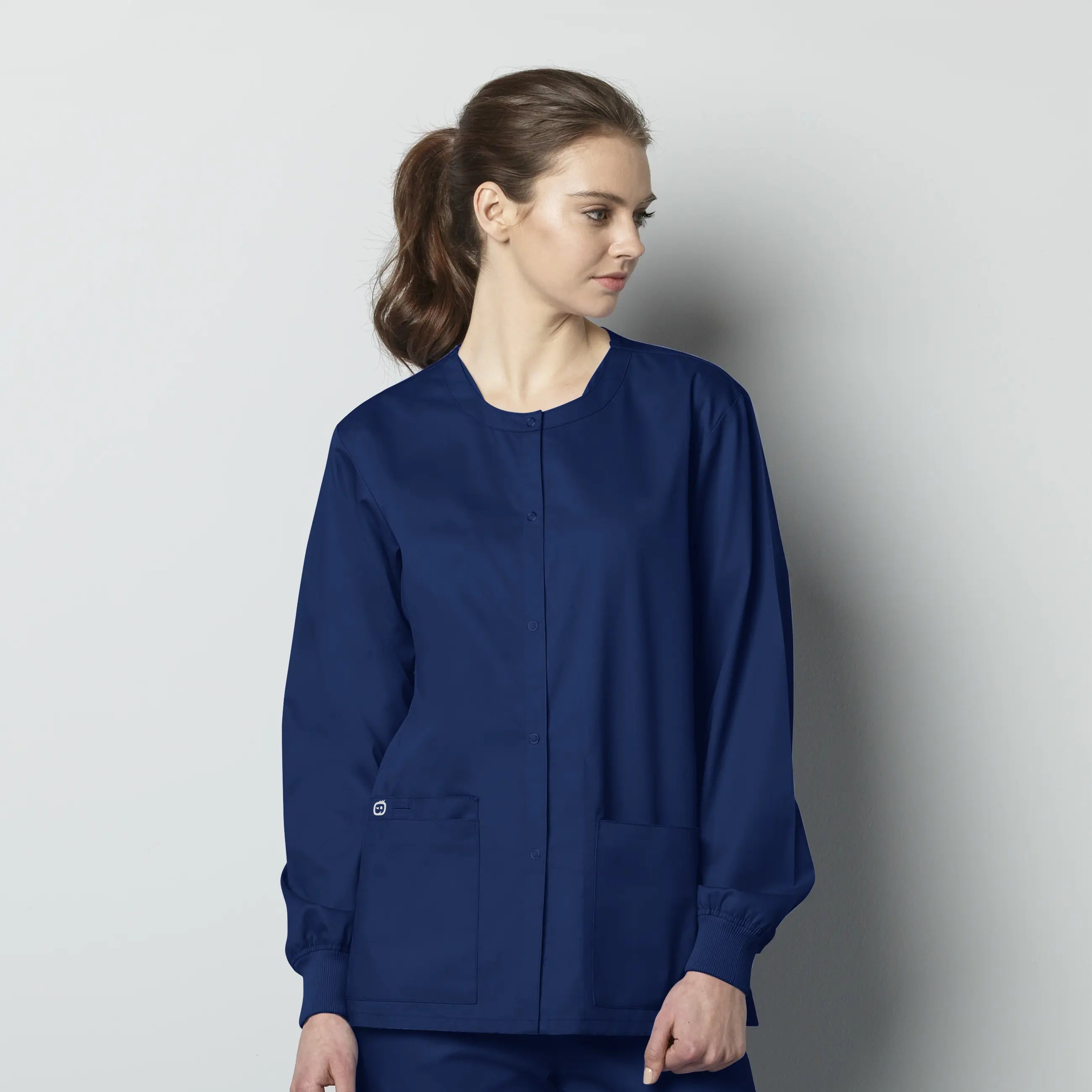 Wink Unisex Snap Front Jacket - Navy