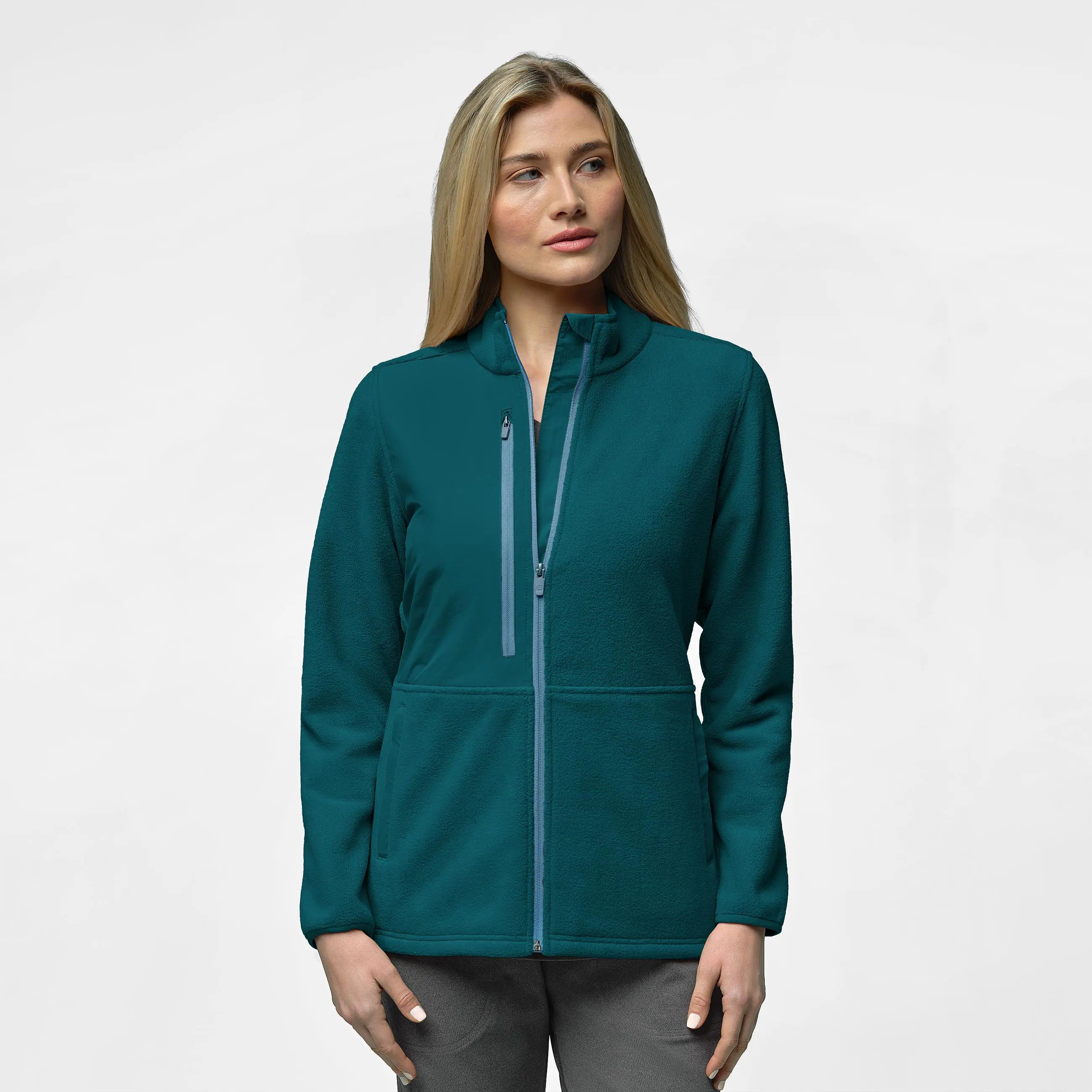 Wink Women's Micro Fleece Zip Jacket - Caribbean Blue