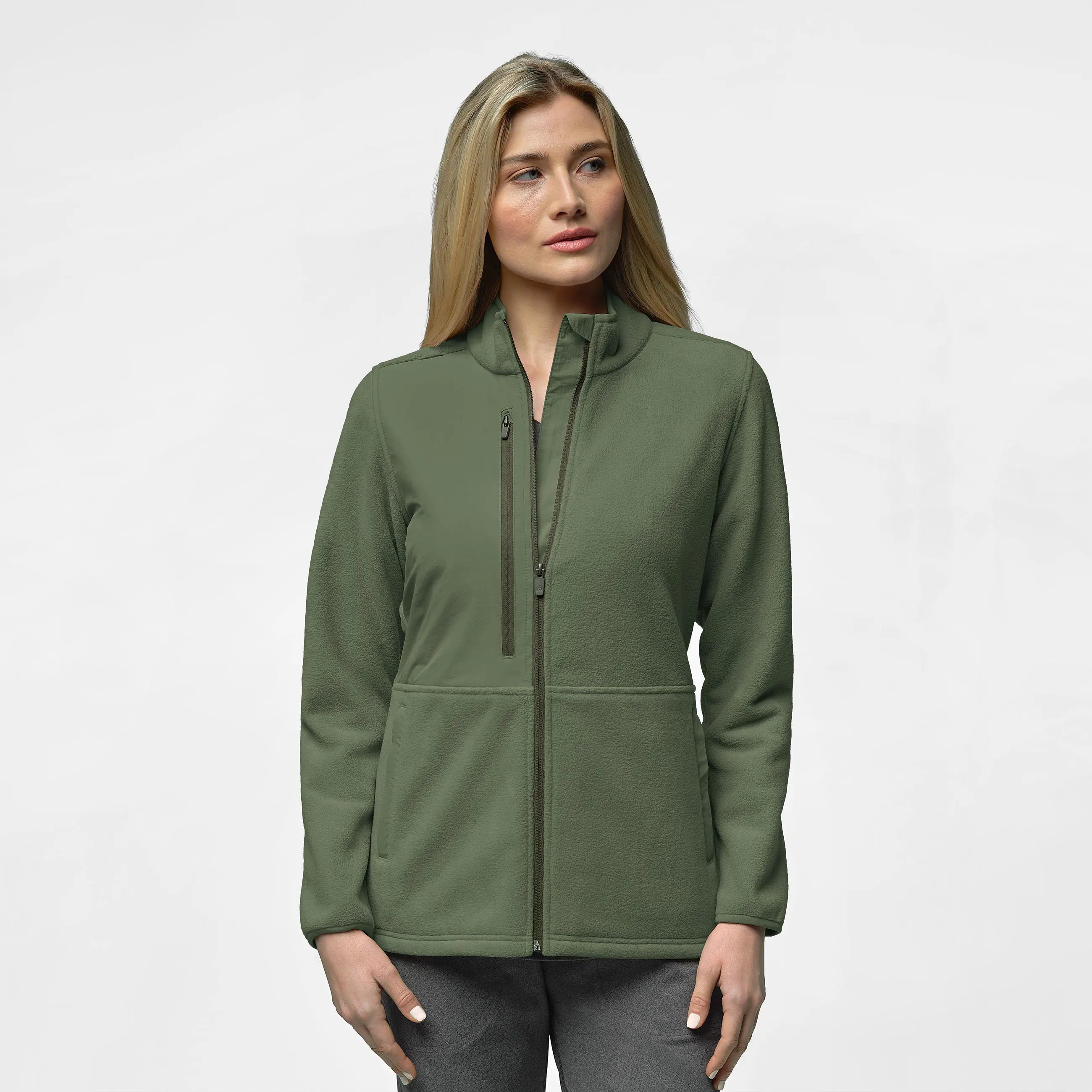 Wink Women's Micro Fleece Zip Jacket - Olive