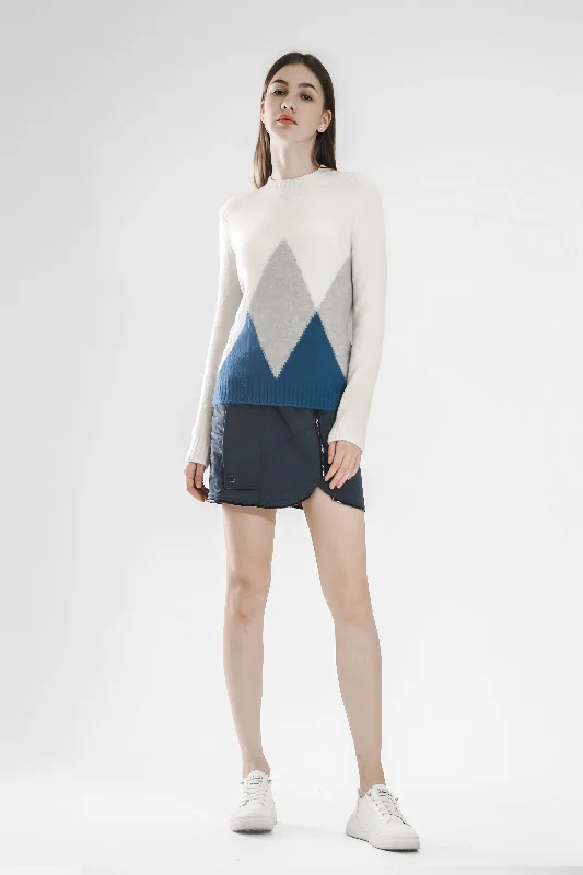 BLUE COLOR-BLOCK CASUAL SWEATER