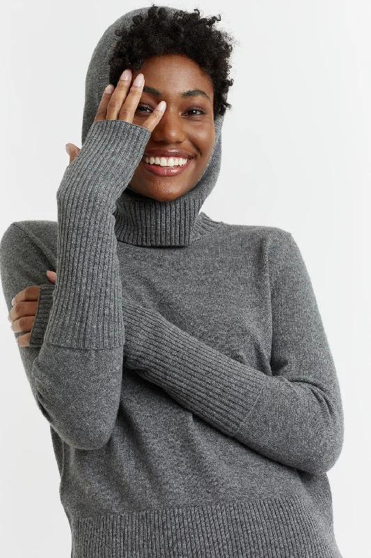 Dark-Grey Wool-Cashmere Ribbed Fingerless Gloves