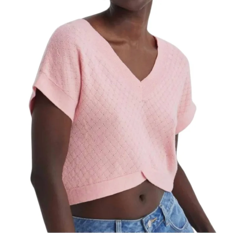 Softened Sweater Top In Pink