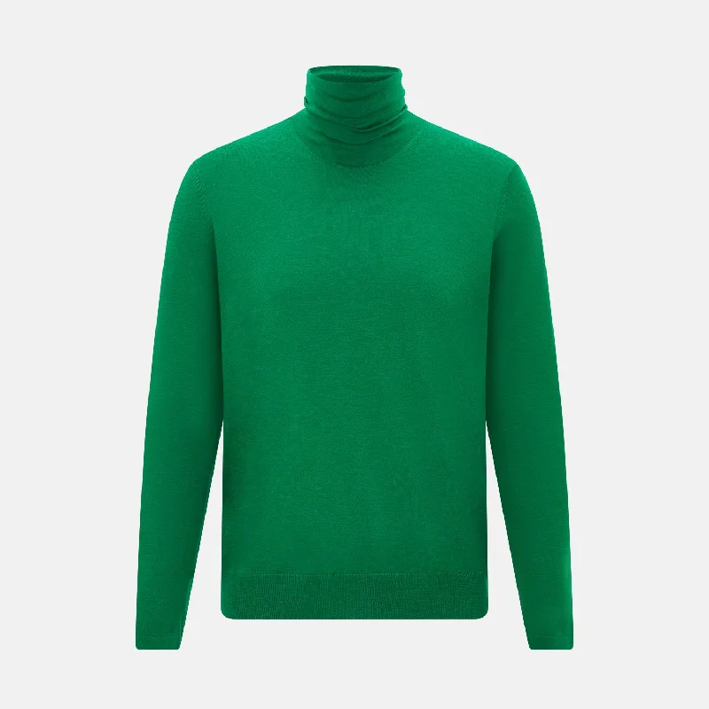 Hunter Green Fine Merino High Neck Jumper