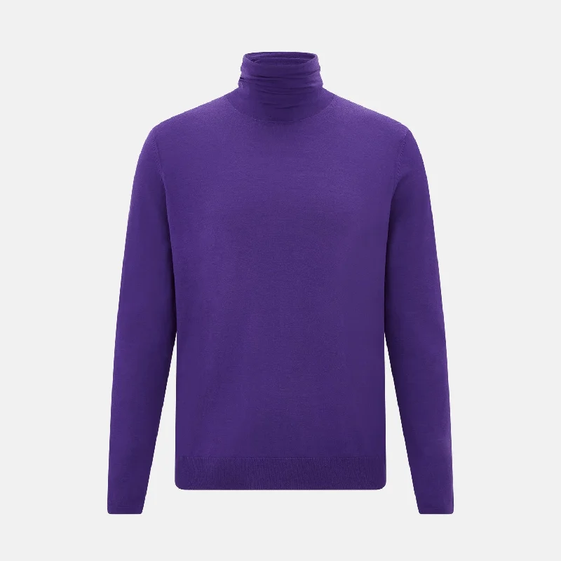 Purple Fine Merino High Neck Jumper